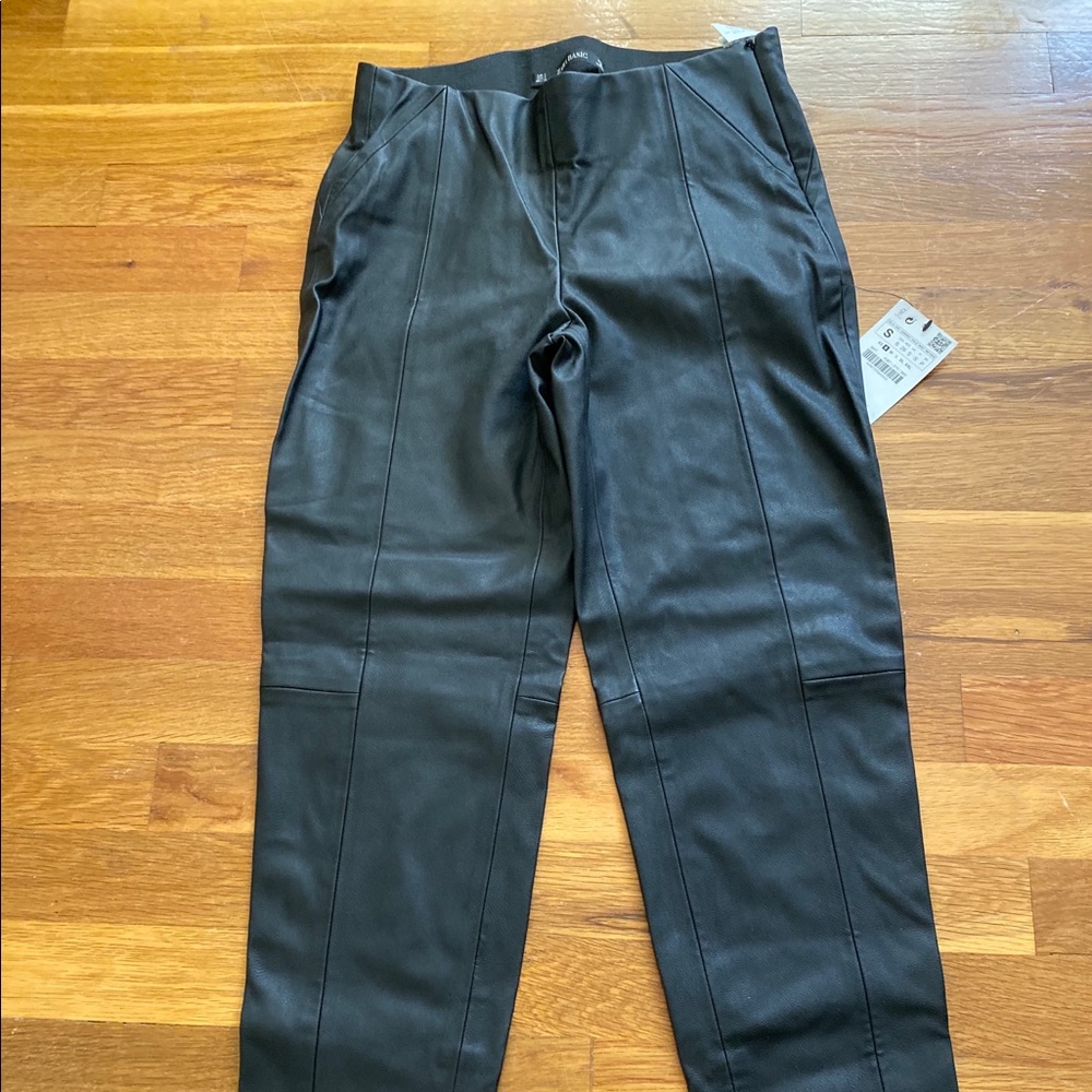 Zara faux leather leggings pants with zipper Small